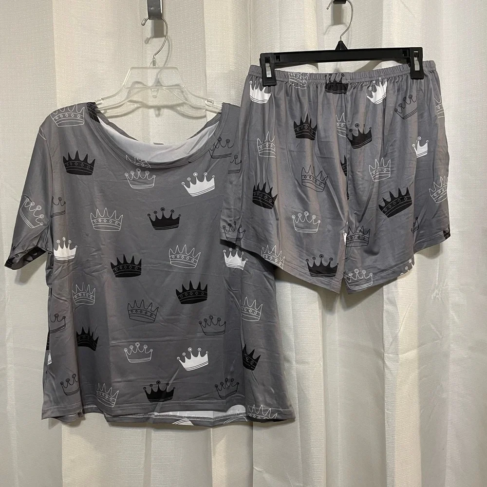 SHEIN Gray Princess Pajama Set Shorts Size‎ XL New without tags